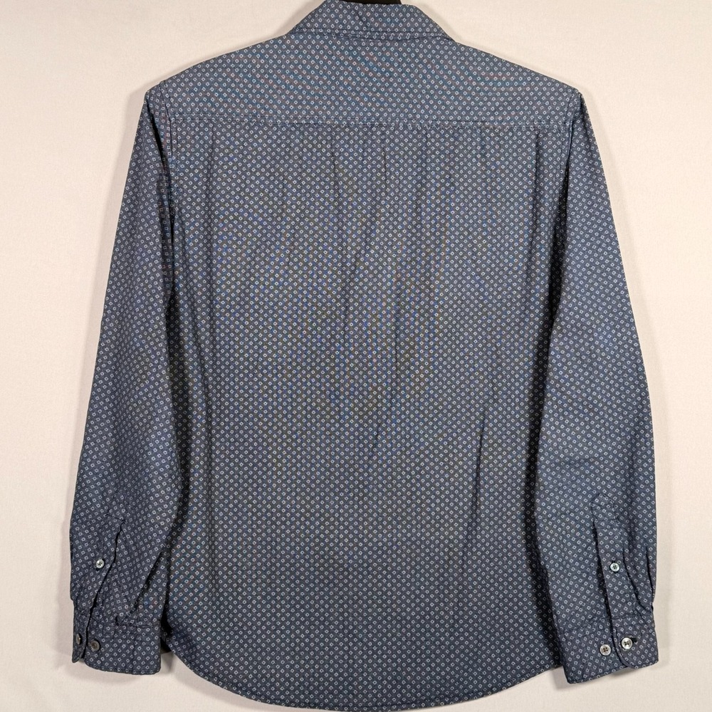 Cactus Man Cotton Slim Fit Long Sleeve Blue Geometric‎ Shirt Men's Large Cooling - Picture 7 of 7